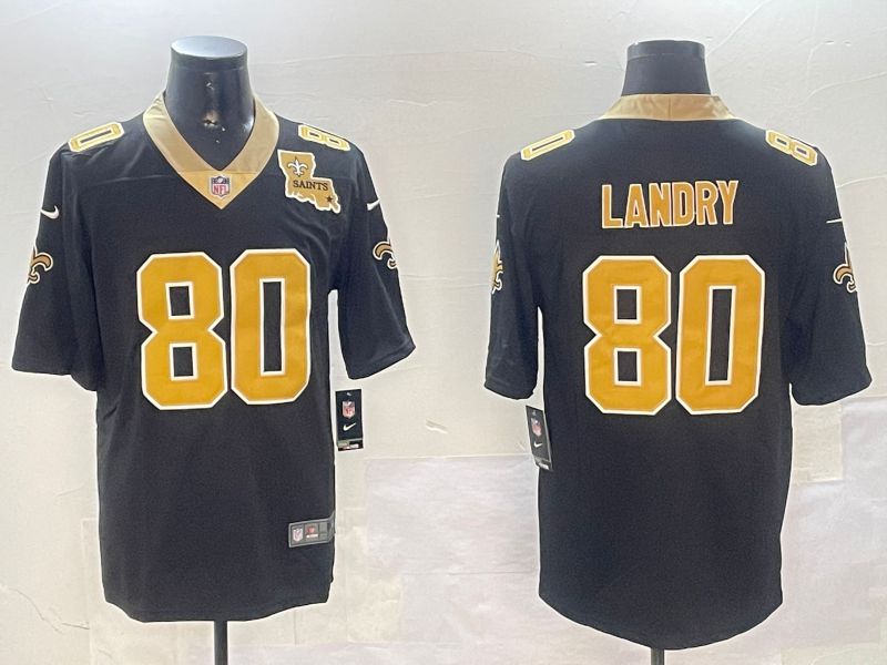 Men New Orleans Saints #80 Landry Black Second generation 2024 Nike Limited NFL Jersey style 1